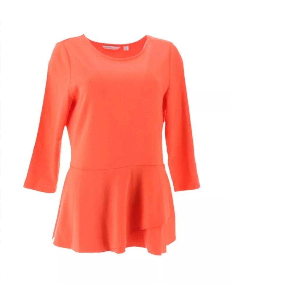 Isaac Mizarhi Coral Peplum Flounce Top XS